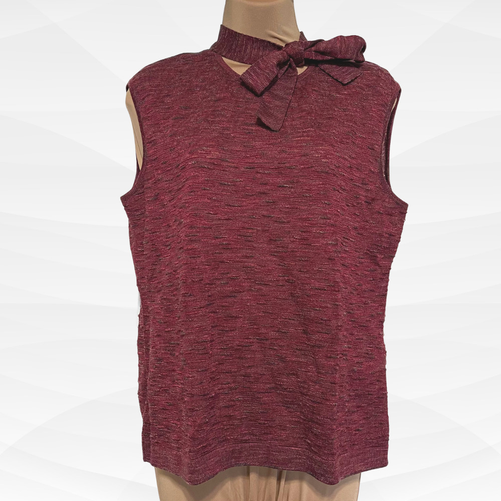 Escada Neiman Marcus Sleeveless Sweater Top Red Multicolor Size 44